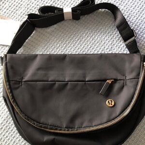 Lululemon Athletica Black Crossbody Bag with Gold Zipper